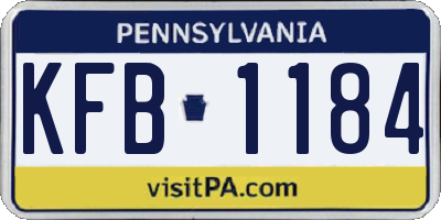 PA license plate KFB1184
