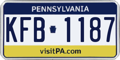 PA license plate KFB1187