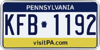 PA license plate KFB1192