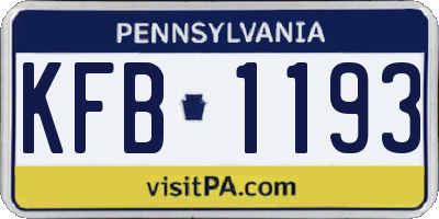 PA license plate KFB1193