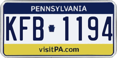 PA license plate KFB1194