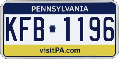 PA license plate KFB1196