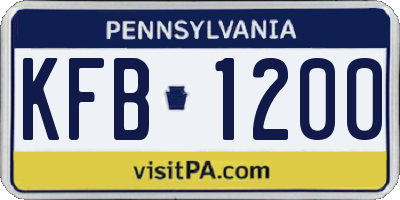 PA license plate KFB1200