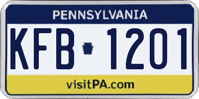 PA license plate KFB1201
