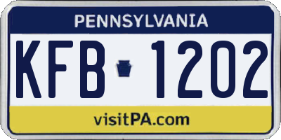 PA license plate KFB1202