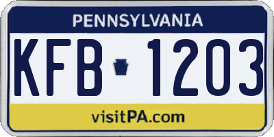 PA license plate KFB1203