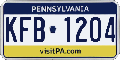 PA license plate KFB1204
