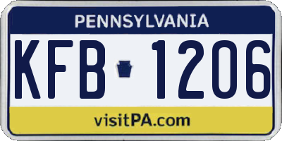 PA license plate KFB1206
