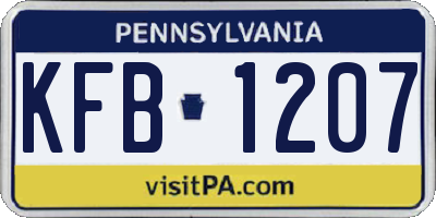 PA license plate KFB1207