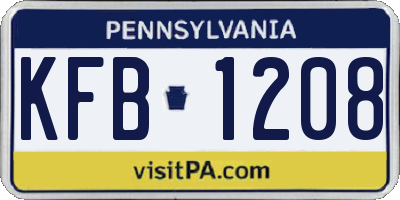 PA license plate KFB1208