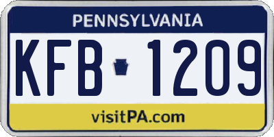 PA license plate KFB1209