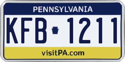 PA license plate KFB1211