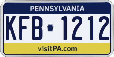 PA license plate KFB1212