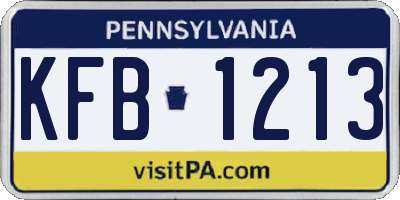 PA license plate KFB1213