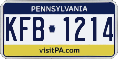 PA license plate KFB1214