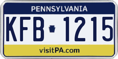 PA license plate KFB1215