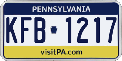 PA license plate KFB1217
