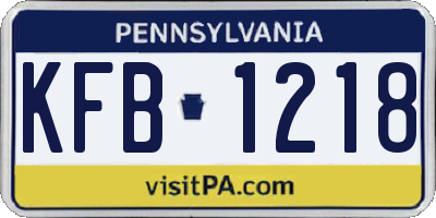 PA license plate KFB1218