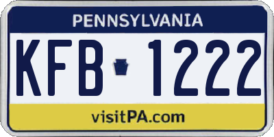 PA license plate KFB1222