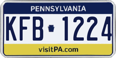 PA license plate KFB1224