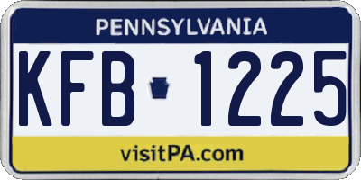 PA license plate KFB1225