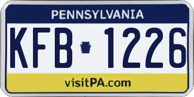 PA license plate KFB1226