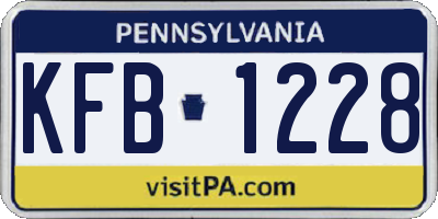 PA license plate KFB1228