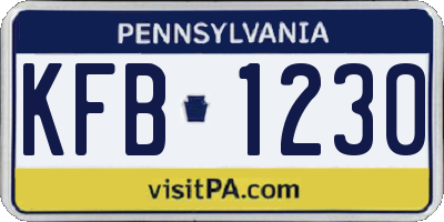 PA license plate KFB1230