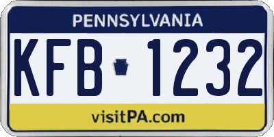 PA license plate KFB1232
