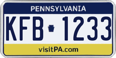 PA license plate KFB1233