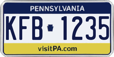 PA license plate KFB1235