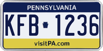 PA license plate KFB1236