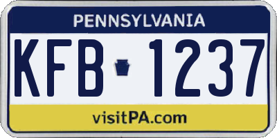 PA license plate KFB1237