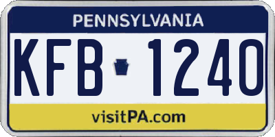 PA license plate KFB1240