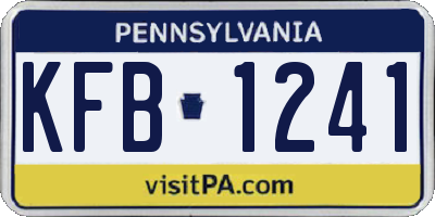 PA license plate KFB1241