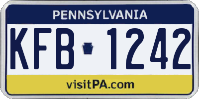 PA license plate KFB1242