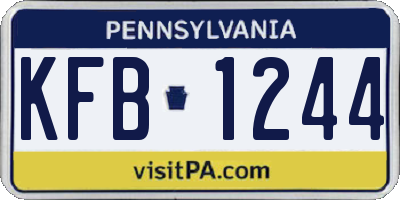PA license plate KFB1244