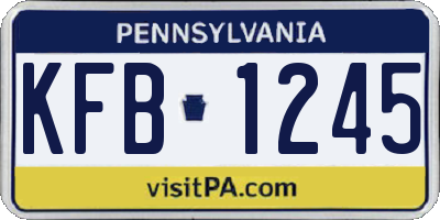 PA license plate KFB1245