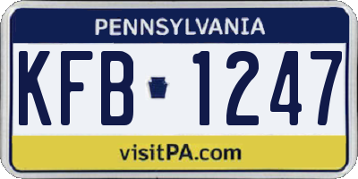 PA license plate KFB1247