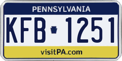 PA license plate KFB1251