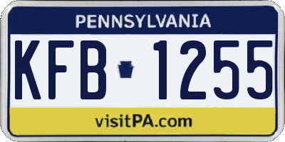 PA license plate KFB1255