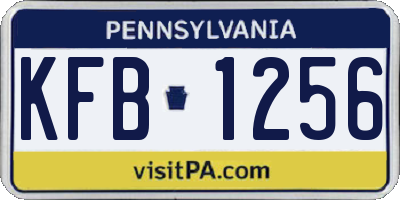 PA license plate KFB1256