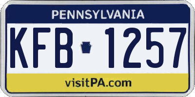 PA license plate KFB1257