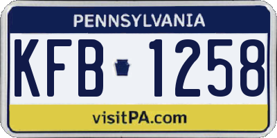 PA license plate KFB1258