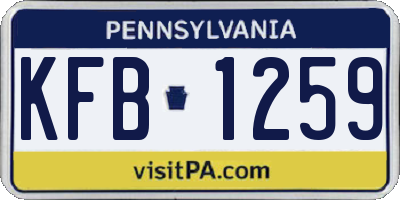 PA license plate KFB1259