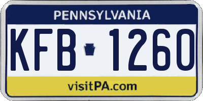 PA license plate KFB1260