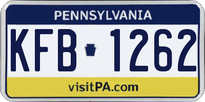 PA license plate KFB1262