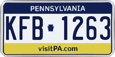 PA license plate KFB1263