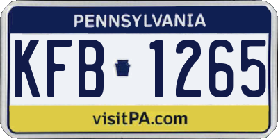 PA license plate KFB1265