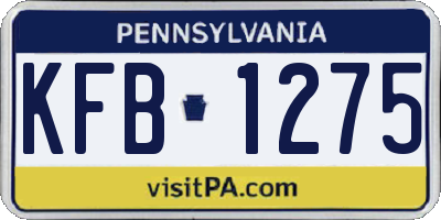 PA license plate KFB1275